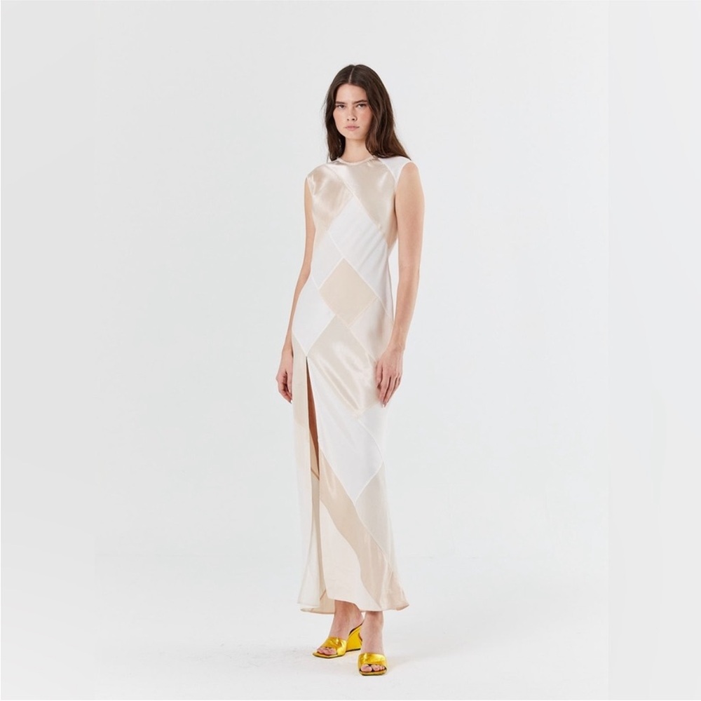 Anna October Cream and White Maxi Dress
